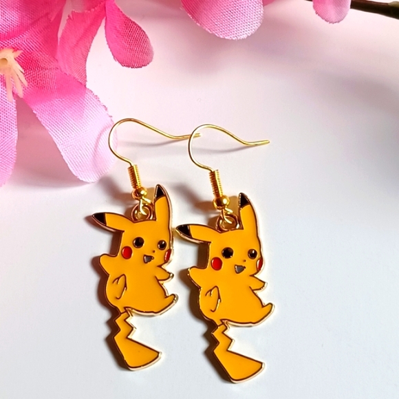 Cute Pokémon Pikachu Oil Painted Handmade Earrings - Picture 2 of 4